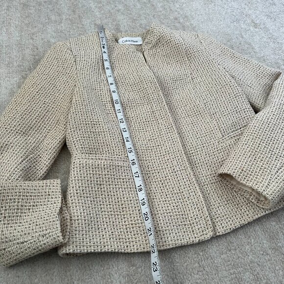 Calvin Klein Cotton Tweed Zip Up Blazer Work Jacket 4P Petite - Picture 4 of 10